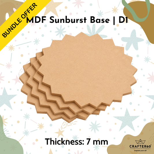 DIY MDF Sunburst Shape Base Bundle | Design 1 | 7mm Thick | Art & Craft Bases