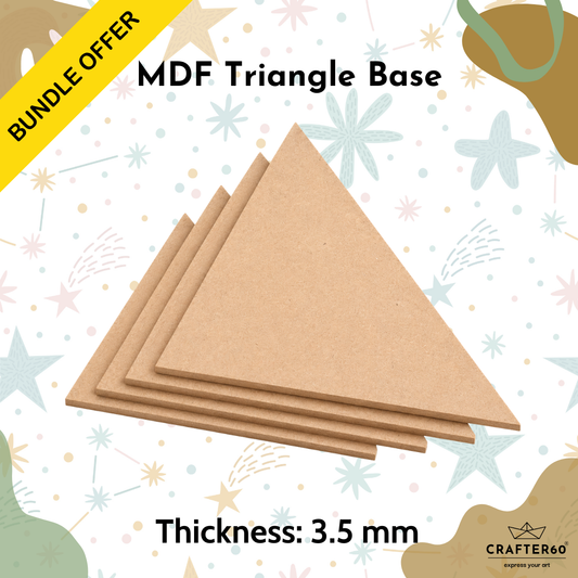 DIY MDF Triangle Shape Base Bundle | 3.5mm Thick | Art & Craft Bases