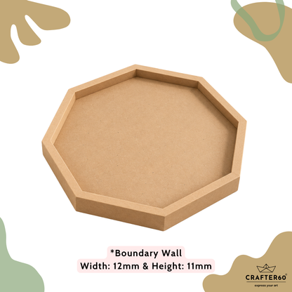 Octagon MDF Base with Raised Border | Resin Art & Wall Decor Base | Boundary Wall Base
