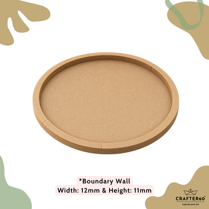 Round MDF Base with Raised Border | Resin Art & Wall Decor Base | Boundary Wall Base